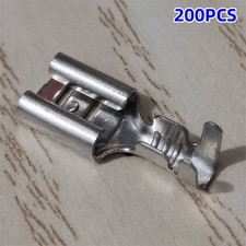 200pcs Non Insulated Crimp Connectors Female Quick Splice Spade Terminals 6.3mm