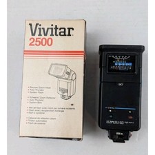 Vivitar 2500 Camera Flash Auto Thyristor Bounce Zoom Shoe Mount w/ Box
