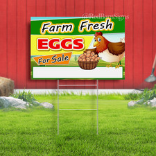 Fresh Eggs for Sale CUSTOM Indoor Outdoor Yard Sign with metal stakes