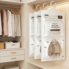10 Pack Hanging Wardrobe Dehumidifier Bags Moisture Absorber for Damp Mould 230g