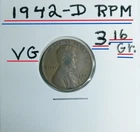 1942 D Wheat Penny Error VG Condition 3.16gr. Heavy Planchet RPM Real Pic's