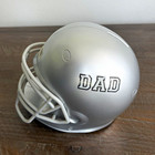 Silver Metallic Open Face Football Helmet Novelty w/ White Facemask DAD — photo 1