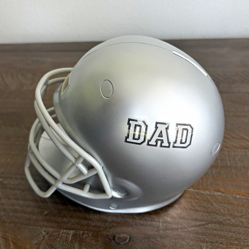 Silver Metallic Open Face Football Helmet Novelty w/ White Facemask DAD