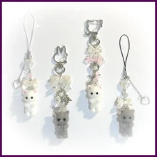 Furry kitten keychain handmade y2k women fashion
