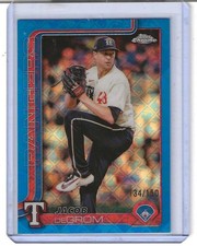 2025 Topps Chrome Logofractor Edition Jacob deGrom #214 Blue Refractor /150 #214
