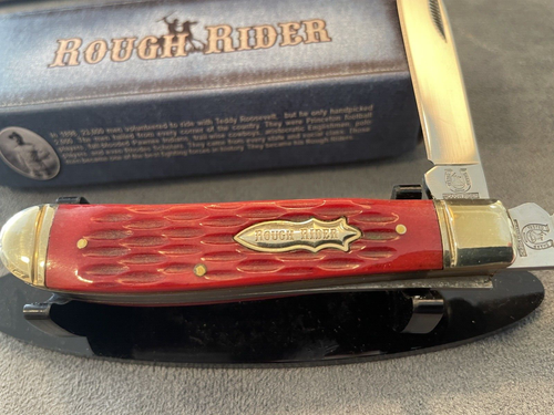 Rough Rider 280 2 Blade Trapper with Red Bone Handles NIB--107.24 - Picture 5 of 8