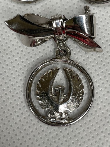 Vintage Phoenix / Eagle Screwback Earring and Brooch / Pin Set - Silver Tone - Picture 2 of 4