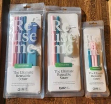 Lot 17 ct THE ULTIMATE STRAW Live Green Silicone Reusable Straws Travel Case