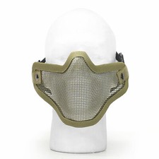 Airsoft Face Mask Half Metal Wired Steel Mesh Protection Gear Tactical Tan