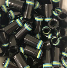  12 Premium Quality Iron Ferrules Black w/ Baby Blue  Yellow Rings 1  