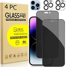 For iPhone 17 16e 15 14 13 Pro Max Privacy Tempered Glass Screen Protector+Lens