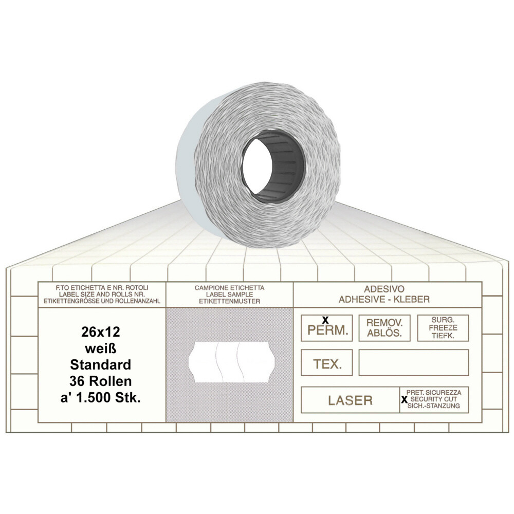 PE171= 1 Rolle A 1000 Etiketten Für Preisauszeichner 32x19 STD Weiß