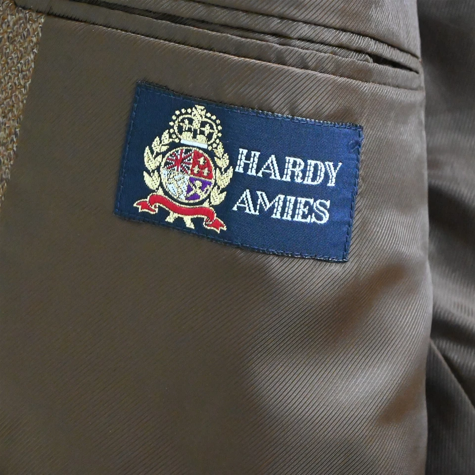 Hardy Amies 46L коричневый мягкий твид 100% шерсти Мужская спортивная куртка брюки костюм - Изображение 4 из 4