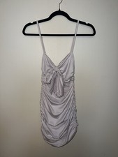 White Ruched Mini Dress with Cutouts