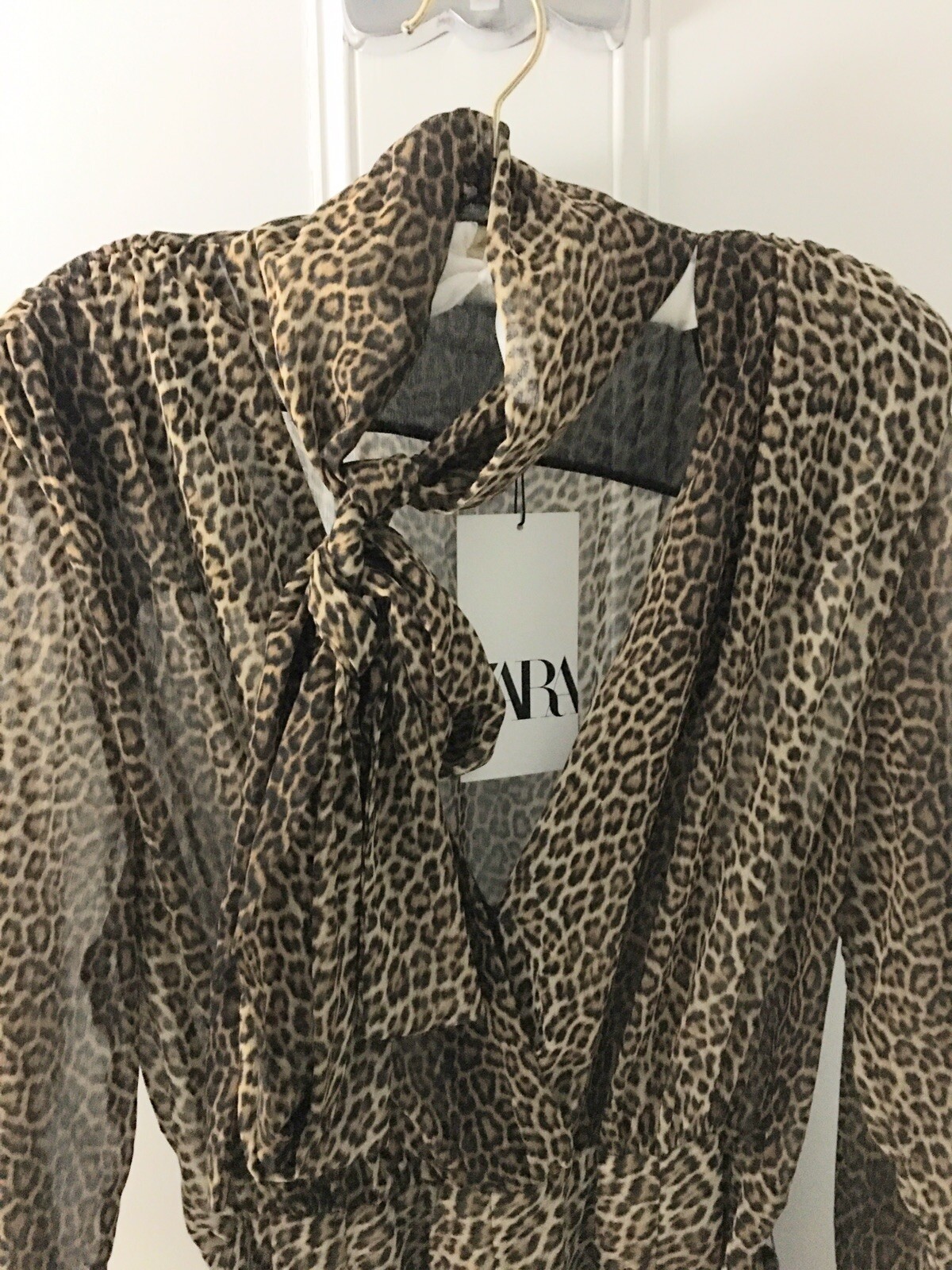 Zara Leopard Print Chiffon Mini Dress With Neck Scarf S BNWT RRP £49.99 LAST ONE image 3