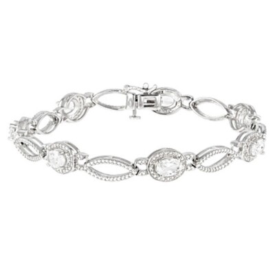 3.61 Ctw Oval Cut D/FL Real Moissanite 14K White Gold Over Tennis Bracelet 8''