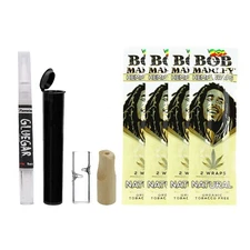 BOB MARLEY Natural Wraps 4 Pack- Natural- Bundle GlueGar OG 3ml, 2 Tips