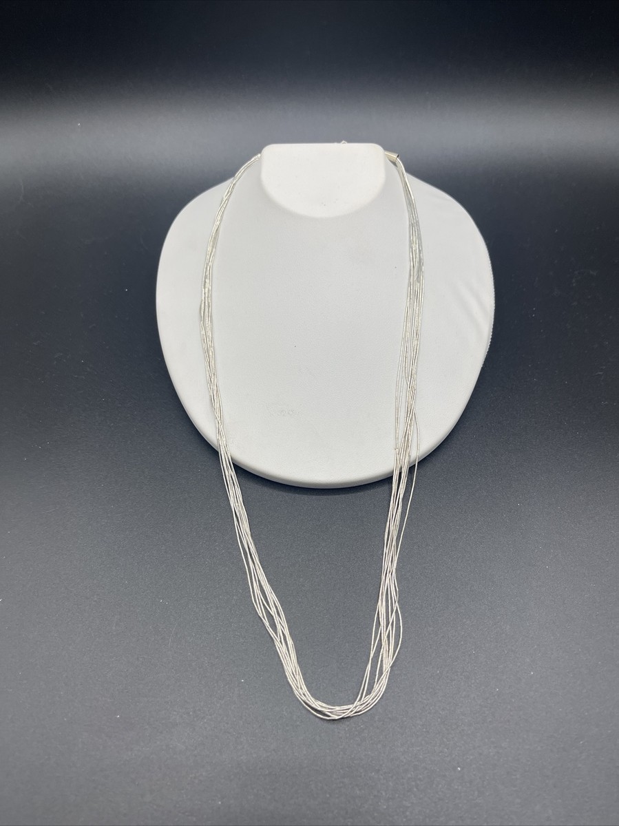 VINTAGE 70's NATIVE AMERICAN ZUNI 10 STRAND LIQUID SILVER