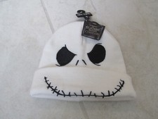 NEW Nightmare Before Christmas Jack Skellington Face Beanie Hat White