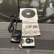 Vivitar Mini Digital Camera Silver With Keychain Hook,Black Case, Cords,CD,works