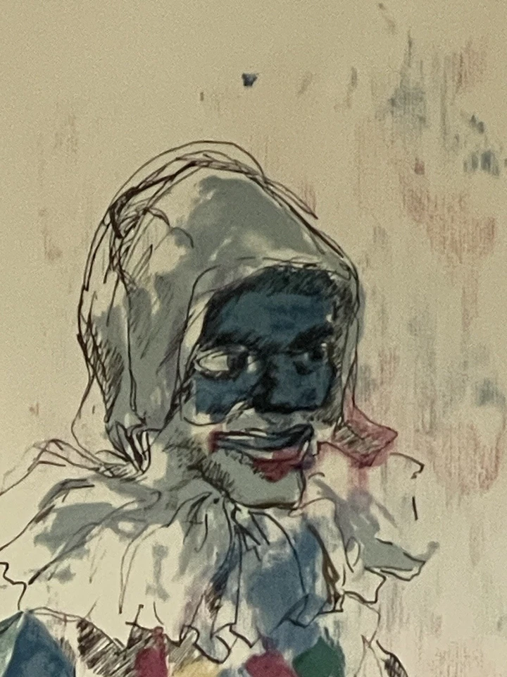 LITOGRAFÍA ARLEQUÍN ABSTRACTO MODERNO VINTAGE LEROY NEIMAN BUFÓN PAYASO AÑOS 60 Foto 3 de 4