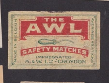 Antique Belgium Match Tag BN80118 The Awl 