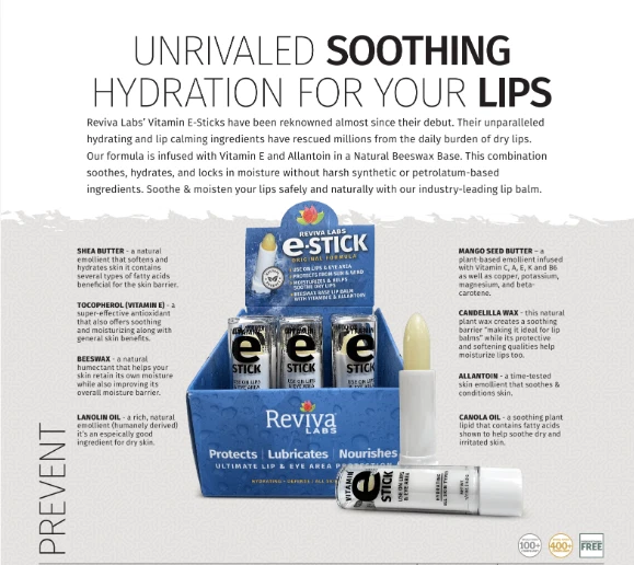 Bálsamo labial Reviva Labs Vitamina E Stick todo tipo de piel aceite E 0,15 oz - ¡Hecho en EE. UU.! Foto 4 de 4