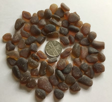 Oryginalne szkło morskie Seaham - 75 bursztynowych sztuk