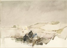 EANDI  FERNANDO - NANDO  "PASSEGGIATA TRA LE COLLINE"  ACQUERELLO 1981 TORINO