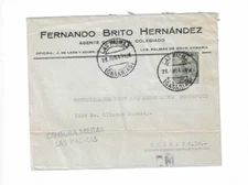 SPAIN 1945 Censored Cover sent from Las Palmas (Canarias) to U.S. - creased
