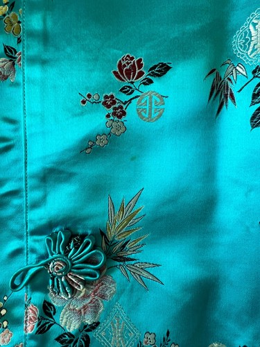 Vintage Satin Chinese Cheongsam Coat, Dress, Dressing Gown, House Coat UK10-12 - Picture 16 of 20