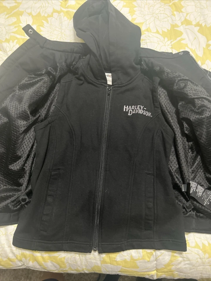 Harley Davidson Mujer 2 Piezas Chaqueta Extraíble Chaleco con Capucha Talla Pequeña Foto 4 de 4