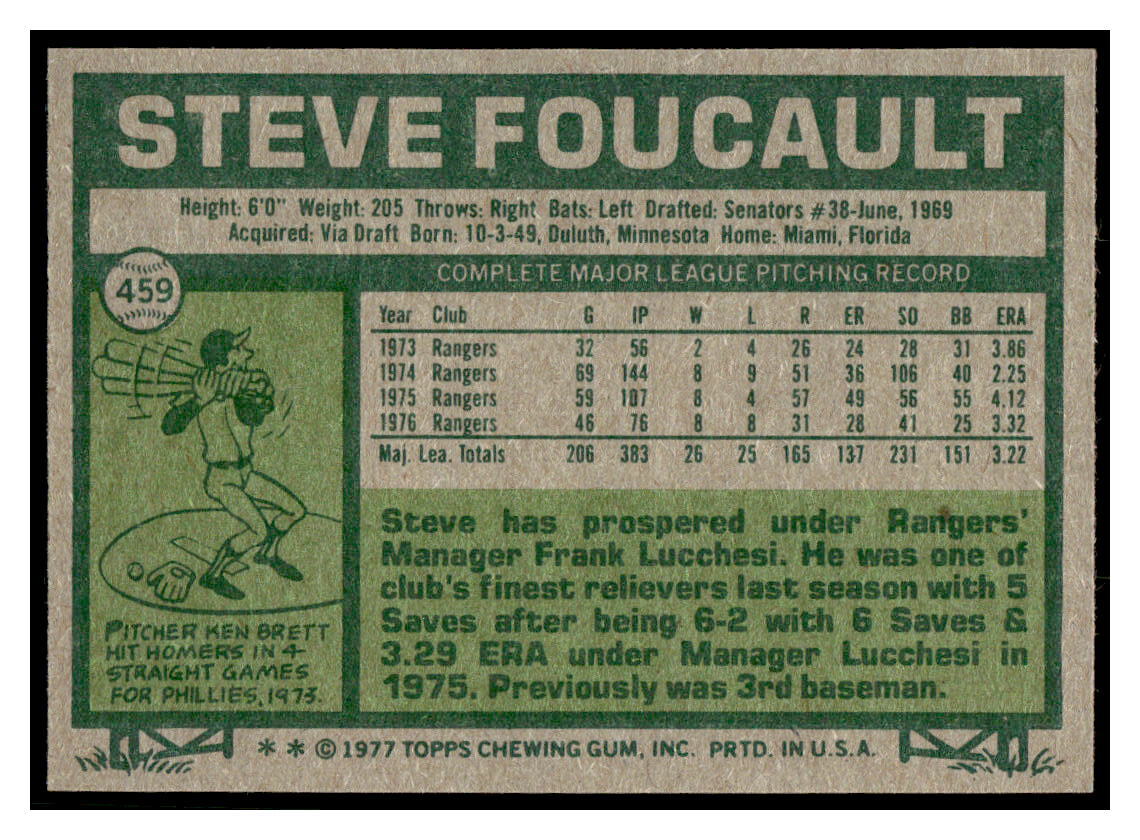 1977 Topps #459 Steve Foucault EXMT | eBay