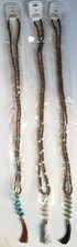 KL JEWELRY DESIGNS lot of 3 HANDMADE 20" beads & stone & tassel NECKACE made USA