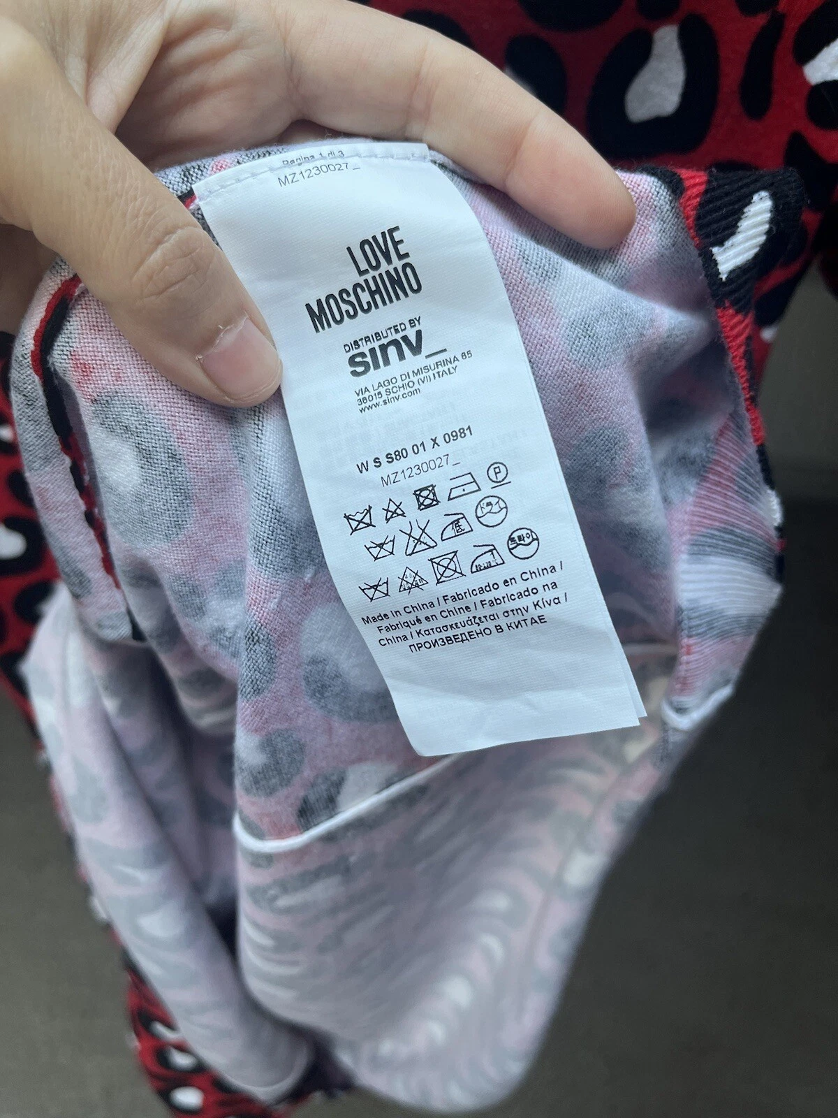 Abito donna Love Moschino rosso nero bianco taglia small stampa animalier casual festa