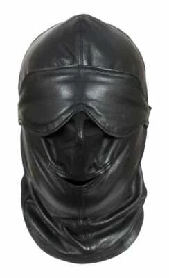 LONDON KNIGHTHOOD Genuine Leather Bondage BDSM Hood Fetish Mask Role Play Detachable Straps