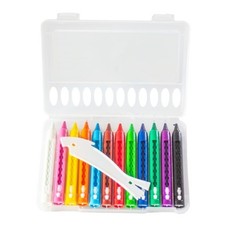 12x Donau Wachsmalstifte Wachsmaler Wachsstifte wasserfest Wachskreide Etui