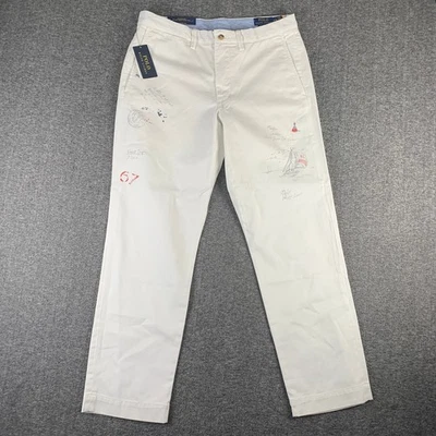 Polo Ralph Lauren Graphic Chino Pants Men 33x30 White Nautical Preppy NEW - Image 1 of 4