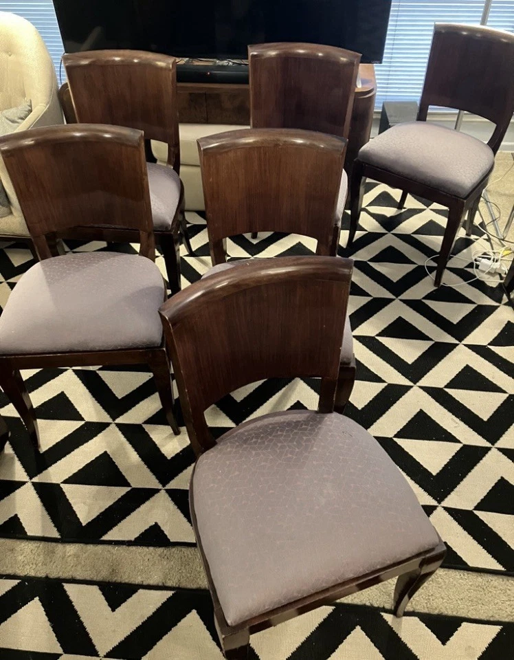 SET OF 6 FRENCH ART DECO DINING CHAIRS, 1930s Leleu Deskey Ralph Lauren Style! - Image 4 of 4