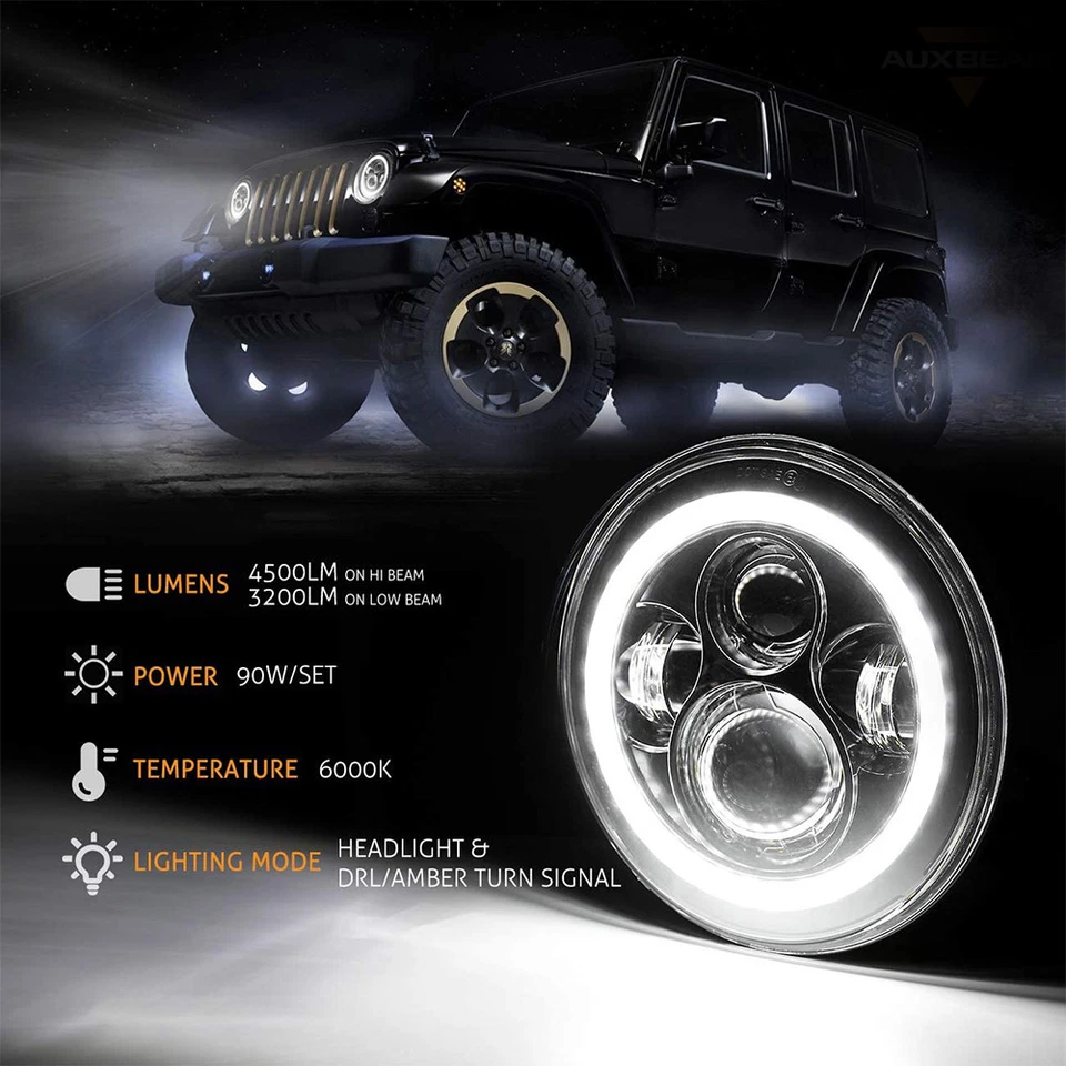 2PCS Fit chevrolet P10 P20 P30 Van 7"inch Round LED Headlights Hi-Low Beam w/DRL - Image 2 of 4