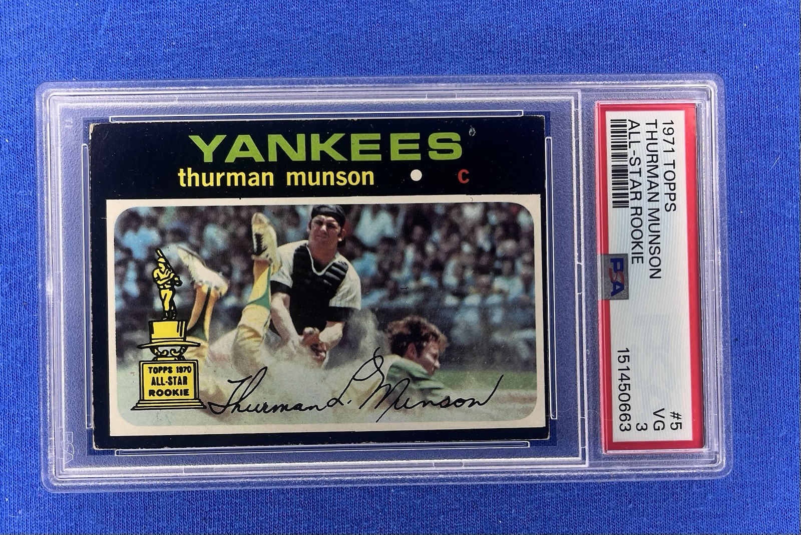 1971 Topps Thurman Munson #5 Yankees All-Star Rookie VG PSA 3