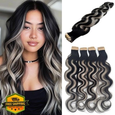 Ubetta Tape Hair Extensions 20 Inch #1B/Grey/1B(BW)