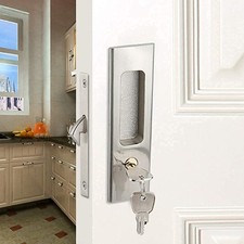 CCJH Sliding Door Lock Invisible Recessed Handle Latch with Keys for Pocket Door