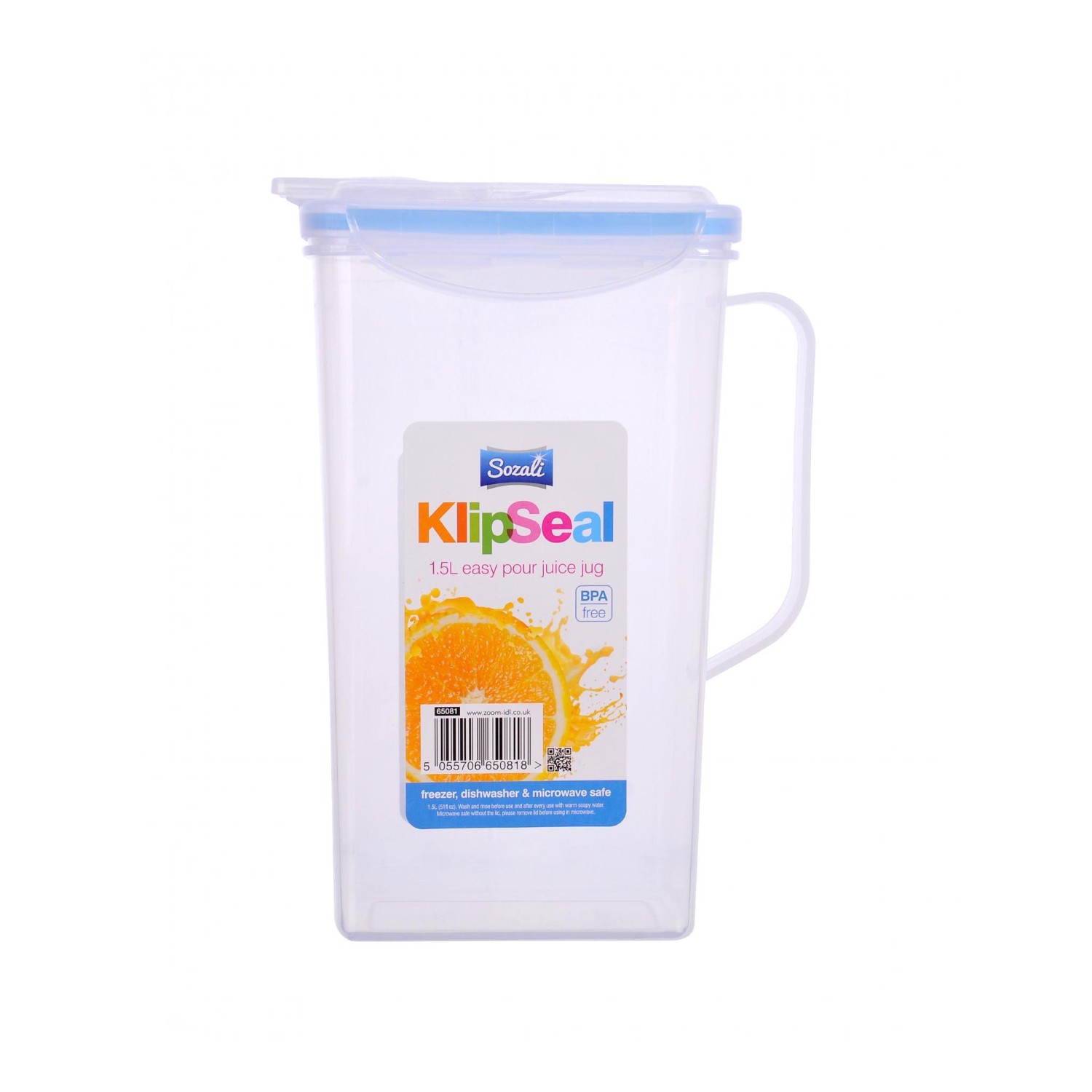 Pitcher Juice Jug with Lid 1.5L Plastic Clear Airtight Leakproof Freezer Safe