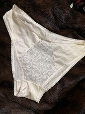 Vintage DONNA LOREN Sheer Mesh Lace Front Hi-Cut XL White Panties Nice