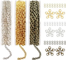 49 Feet Jewelry Making Chains 2mm Necklace Chains, 60pcs Lobster Clasps, 90pcs..