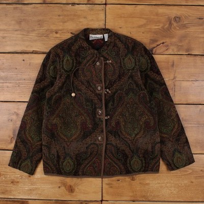 Vintage Flashback Gobelin Jacke S Damen 90er Knebelknopf Paisley
