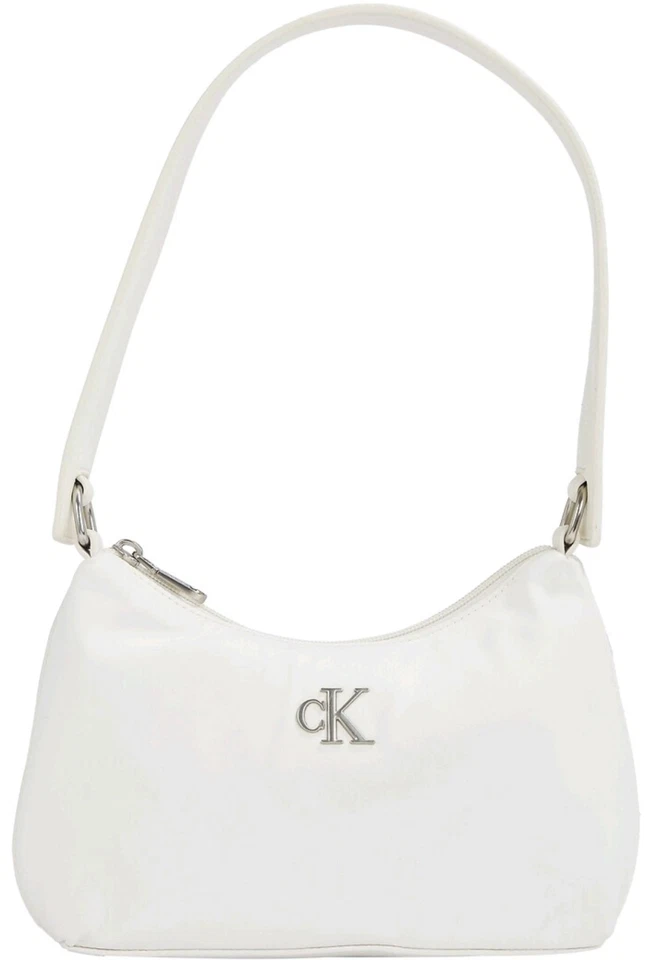 Calvin Klein CK zip-up shoulder bag  - White/Tofu - Image 2 of 4
