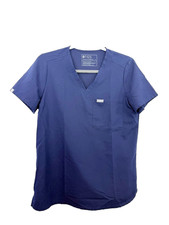 FIGS Catarina One Pocket Navy Blue Short Sleeve Scrub Top Size Small