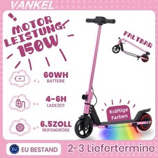 150W Klappbar Elektroroller, 6.5 Zoll Rosa E-scooter mit LED-Anzeige EBS …